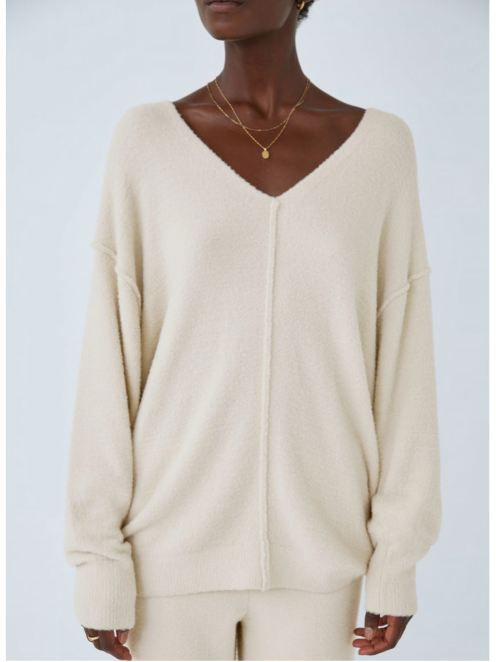 Wilfred Free Hush Knit V-neck Sweater Small Silver Birch Lightweight Slouchy